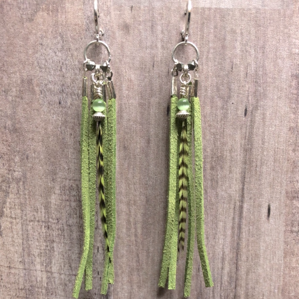 Custom leather - fringe and feathers